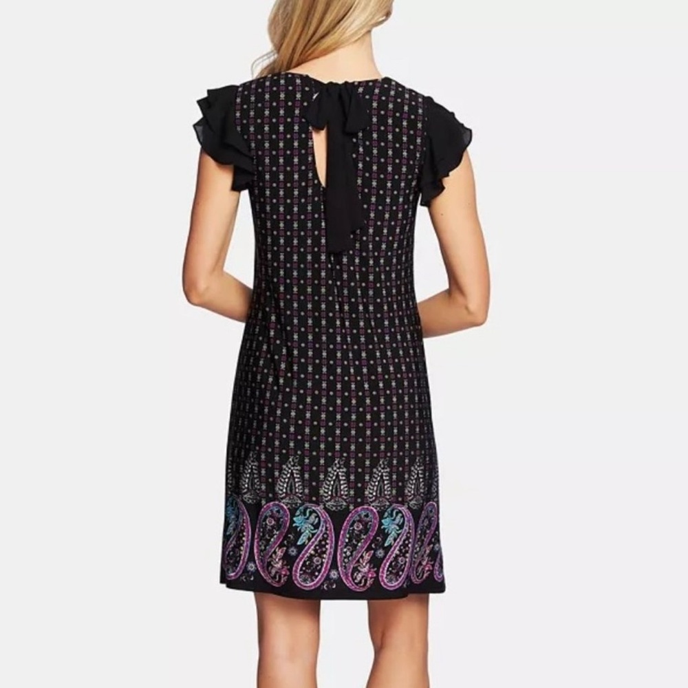 Cece Black Dress with Paisley Hem - Picture 2 of 6